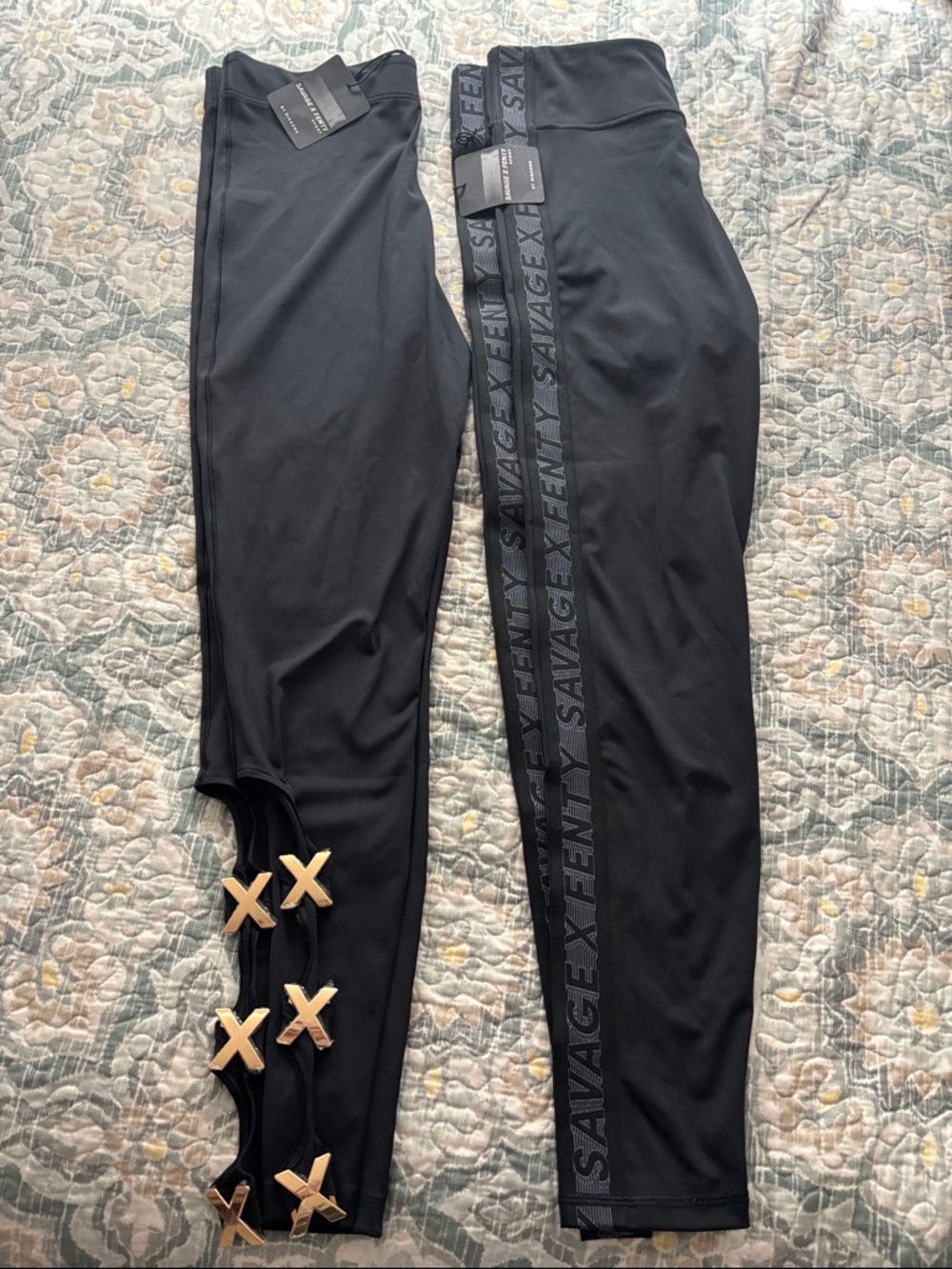 Two Savage X Fenty Black High-Waist Sport Leggings Size XL